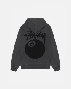 8 BALL ZIP HOODIE PIGMENT DYED BLACK