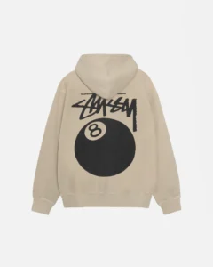 8 BALL ZIP HOODIE PIGMENT DYED KHAKI