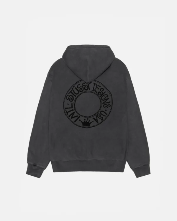 BUANA ZIP HOODIE PIGMENT DYED BLACK