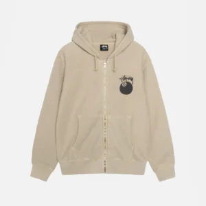 8 BALL ZIP HOODIE PIGMENT DYED KHAKI