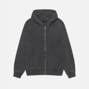 BUANA ZIP HOODIE PIGMENT DYED BLACK